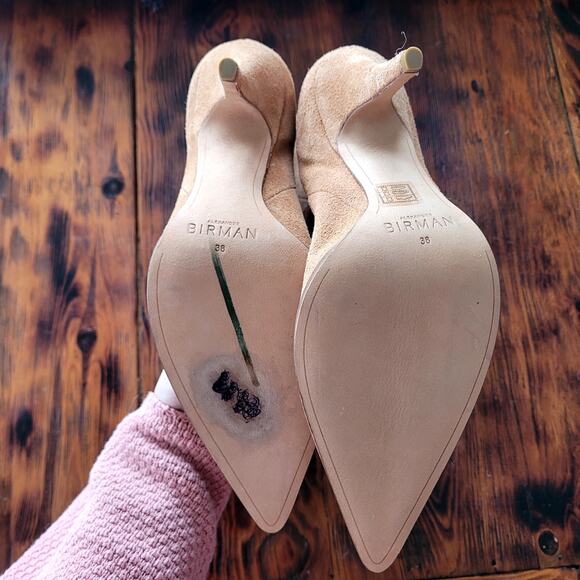 Alexandre Birman Olivia Slouch Booties Tan Suede Sz 37.5 - Picture 5 of 8